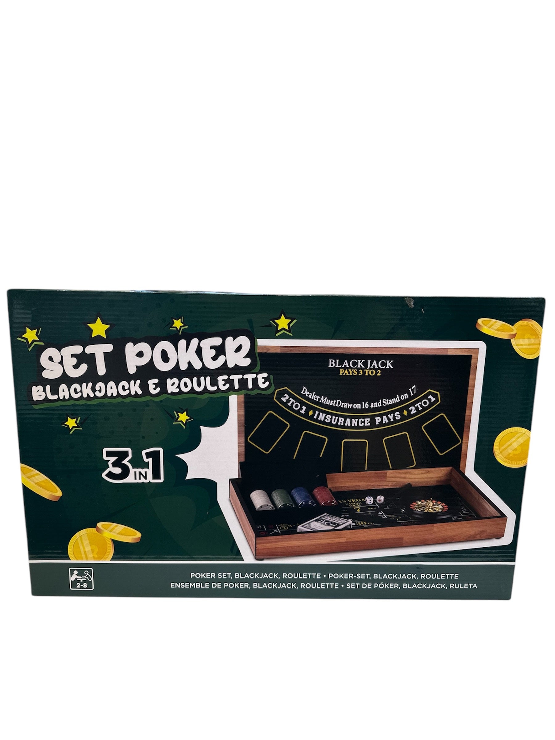 Set 3 in 1 per poker, blackjack e roulette Kasanova Set 3 in 1 per poker, blackjack e roulette Kasanova